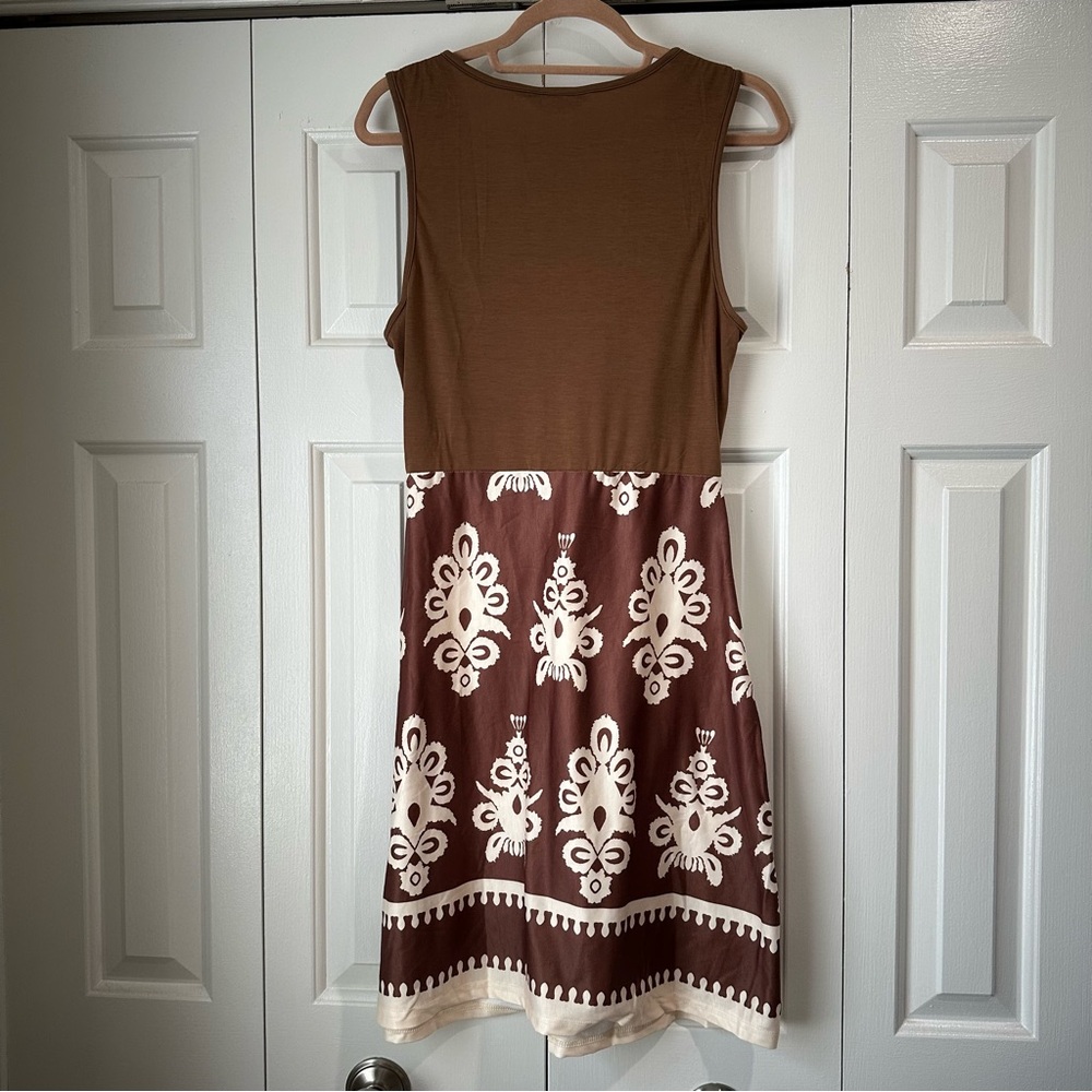 Cupshe Brown and White Bobo Style Swim Coverup Size Large - Picture 5 of 14